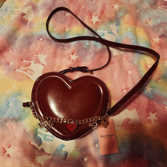 Juicy Couture Heart-Shaped Deep Red Love Comes Softly Crossbody Bag - Picture 1 of 2